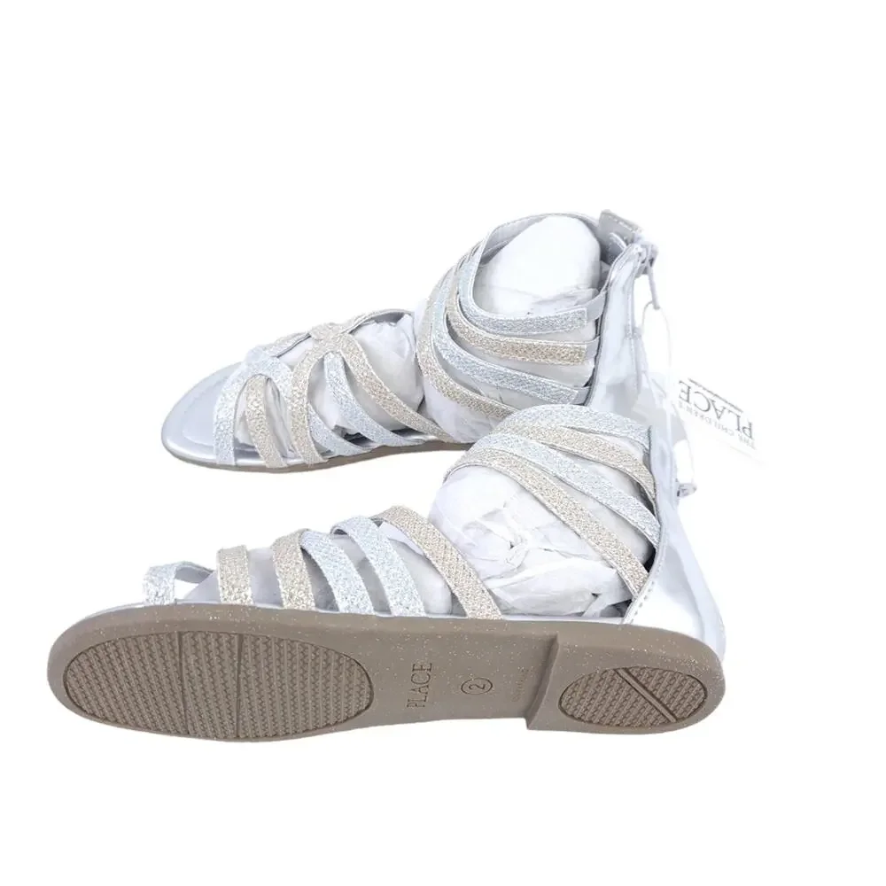 NEW Children's Place Silver Gold Sandals Size 2 Summer Shoes